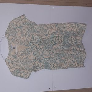 Reference Point - Size 8 - V Neck Top - Yellow w/ Outlined Blue Floral